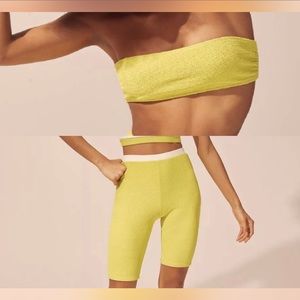 SOLID & STRIPED Lime Green Swimming Suit Set